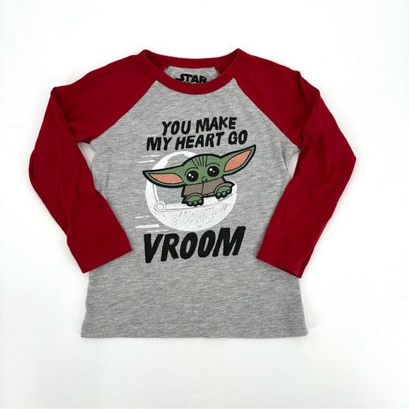 Star Wars Valentines Baby Yoda baseball tee Size 4T - Picture 1 of 4